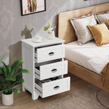 Nightstand with 3 Drawers, Set of 2 Bedside Table with Exquisite Metal Handles