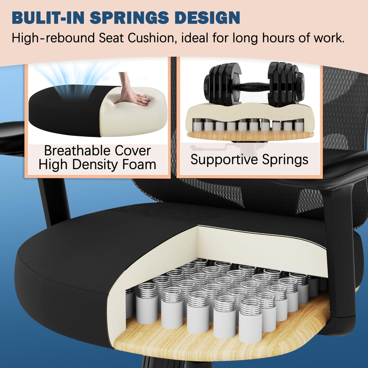 Ergonomic Office Chair with Adjustable Lumbar Support and 3D Armrests