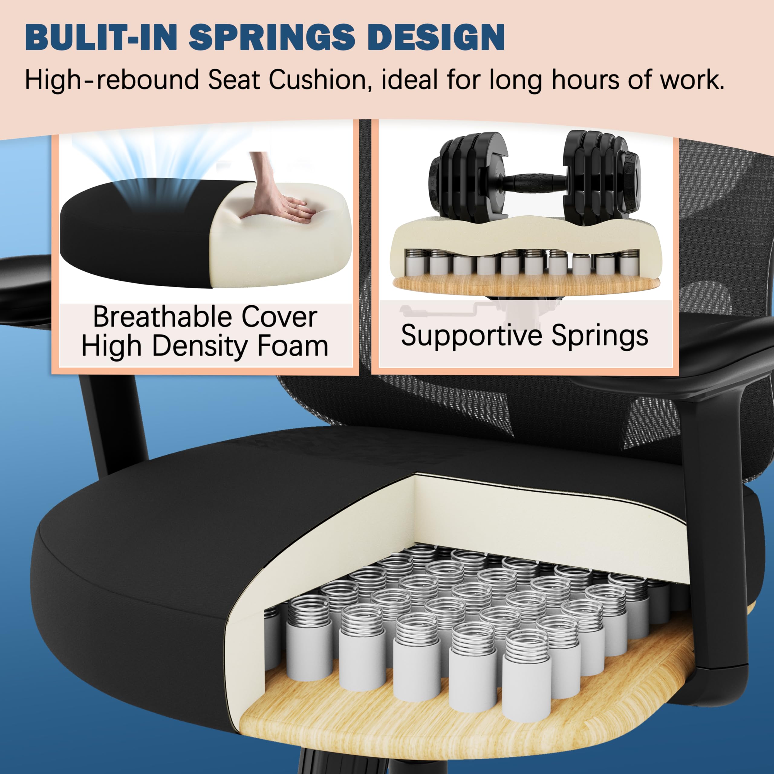 Ergonomic Office Chair with Adjustable Lumbar Support and 3D Armrests