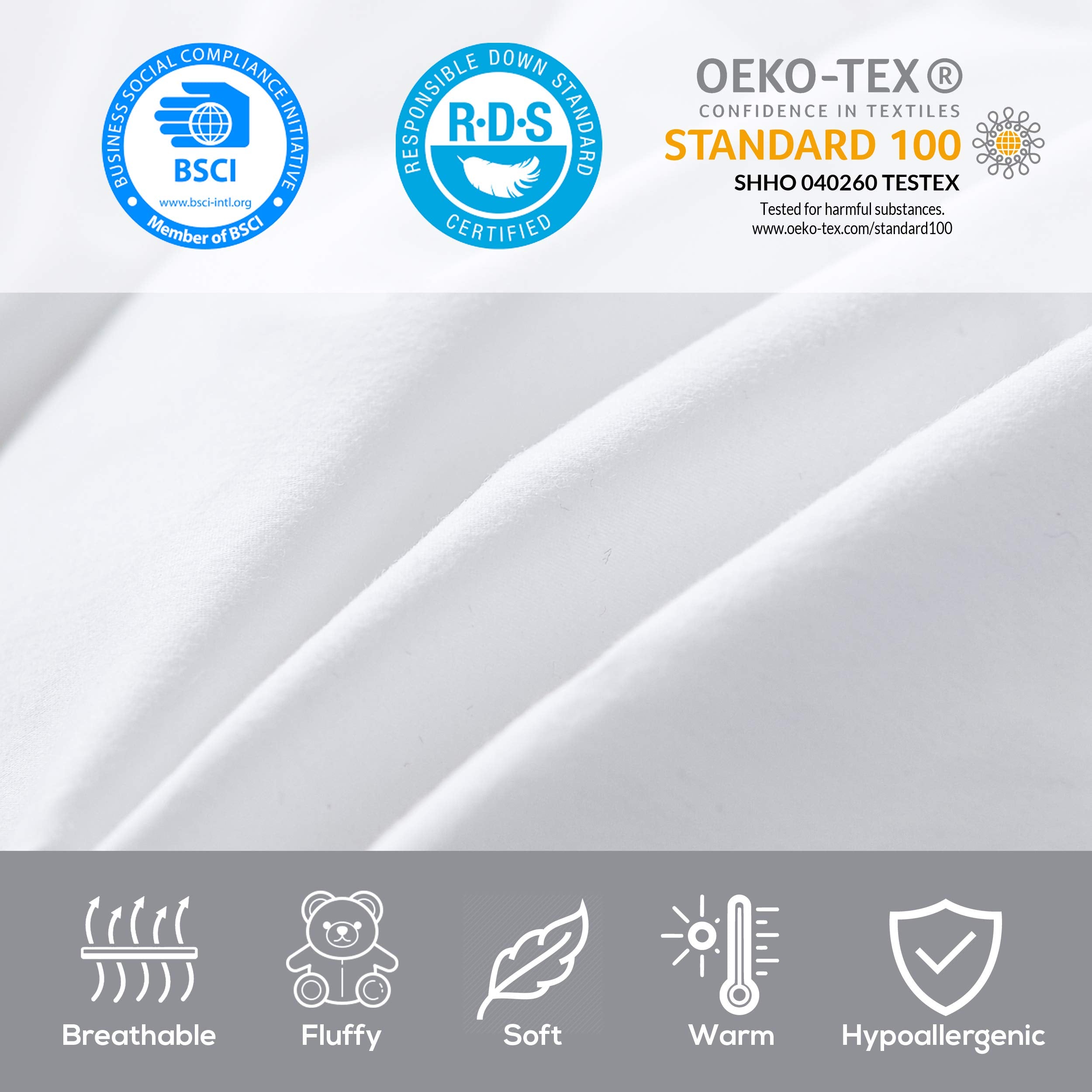 Size 1200 Thread-Count Siberian Goose Down Comforter, 100% Egyptian Cotton, White Stripe, 50Oz