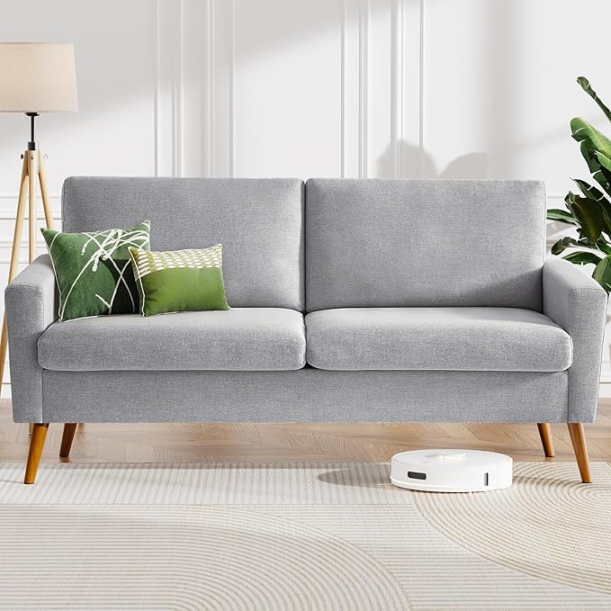 68" Loveseat Sofa Green Corduroy, Mid Century Modern Love Seat Couches