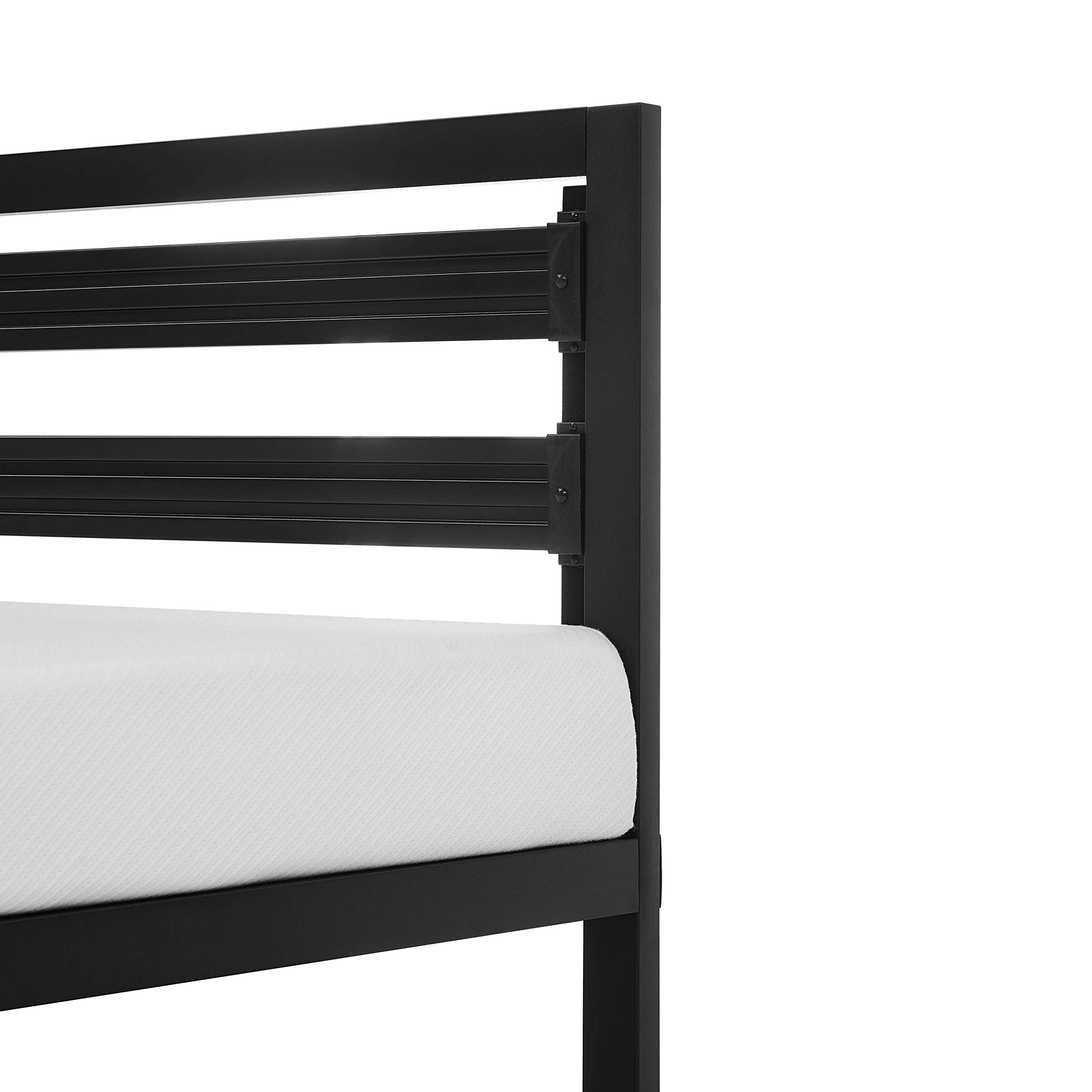 Industrial Metal Bed Frame with Headboard - Queen, Black
