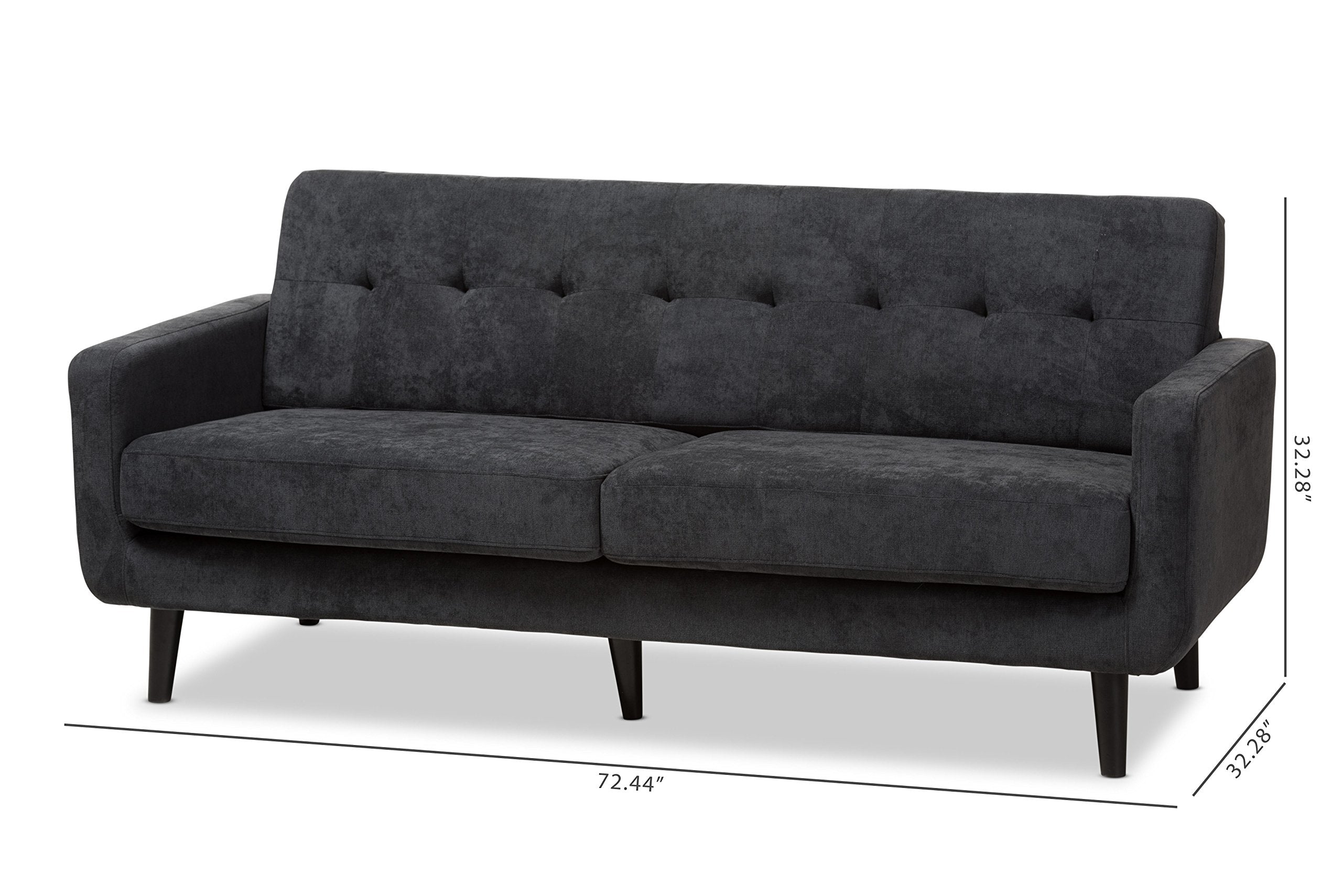 Carmena Upholstered Sofa, Dark Grey