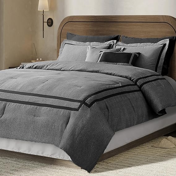 White Comforter Set Queen 8-Piece Hydro-Brushed Luxury Bedding