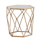 SEI Furniture Joelle Geometric Accent Table, Soft Gold, Antique Mirror - Bircata