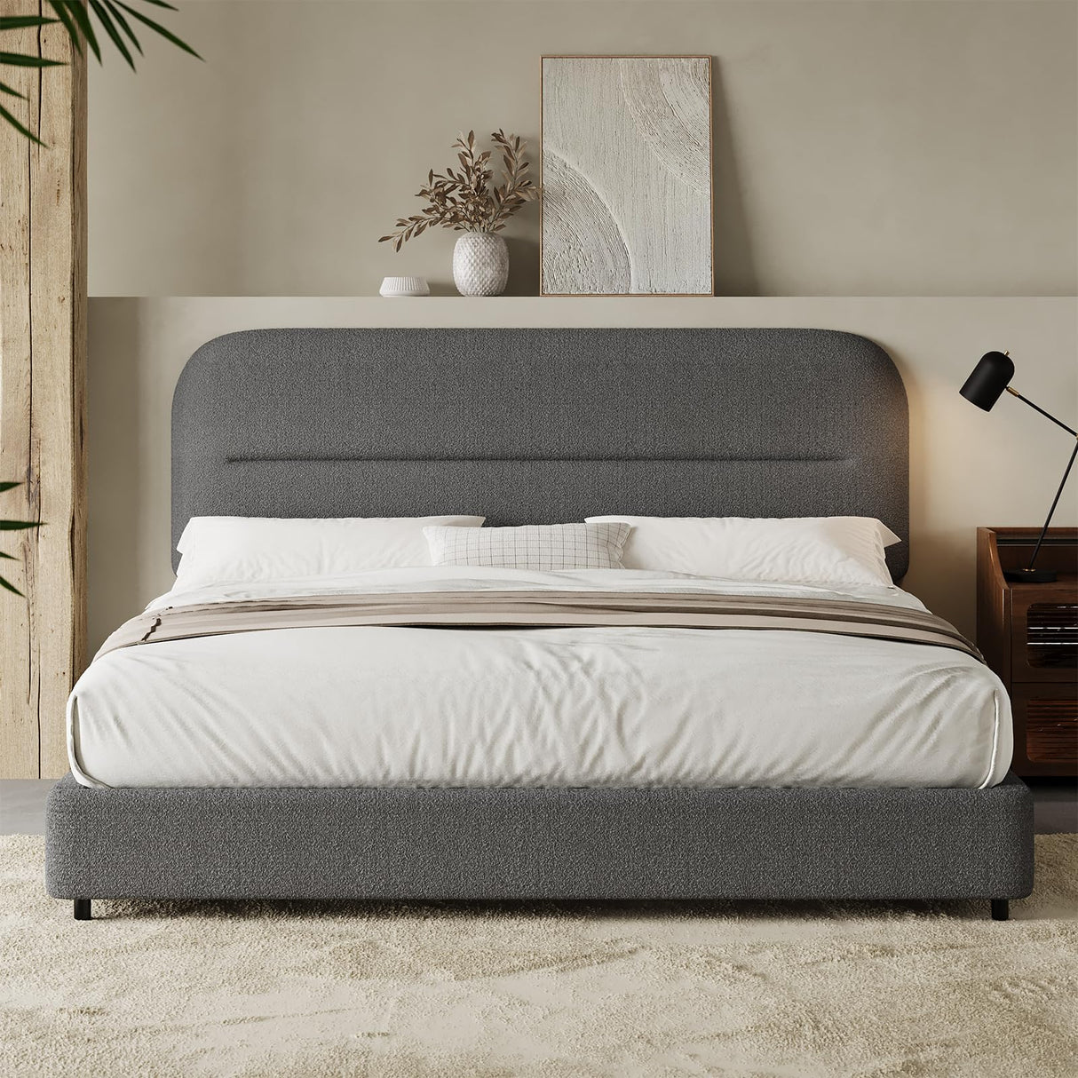 Full Size Boucle Bed Frame