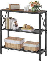 Industrial Console Table, 3 Tier Entryway Table, Metal Frame, Sofa Table with Shelf
