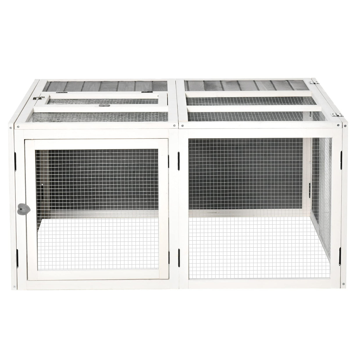 Rabbit Hutch, Wooden Outdoor Bunny Cage with an Openable Foldable Top, Door