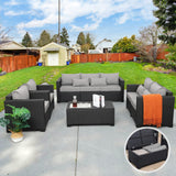 5-Piece Patio Furniture Sofa Set Outdoor Wicker Sectional Couch