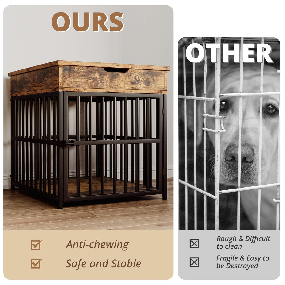 Dog Crate Furniture for Small Dogs with Charging Station