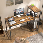 Computer Desk with 4 Tier Shelves, 55 Inch Heavy Duty Writing Study Table