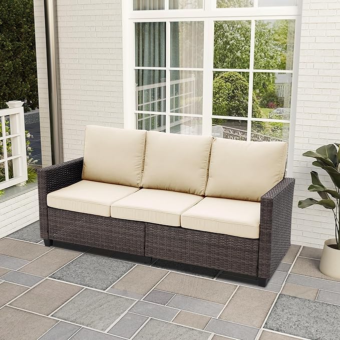 Patio Couch Sofa,3-Seat Outdoor