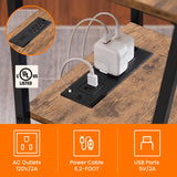 Side Table, C Shaped Nightstand End Table with Charging Station and Phone Holder