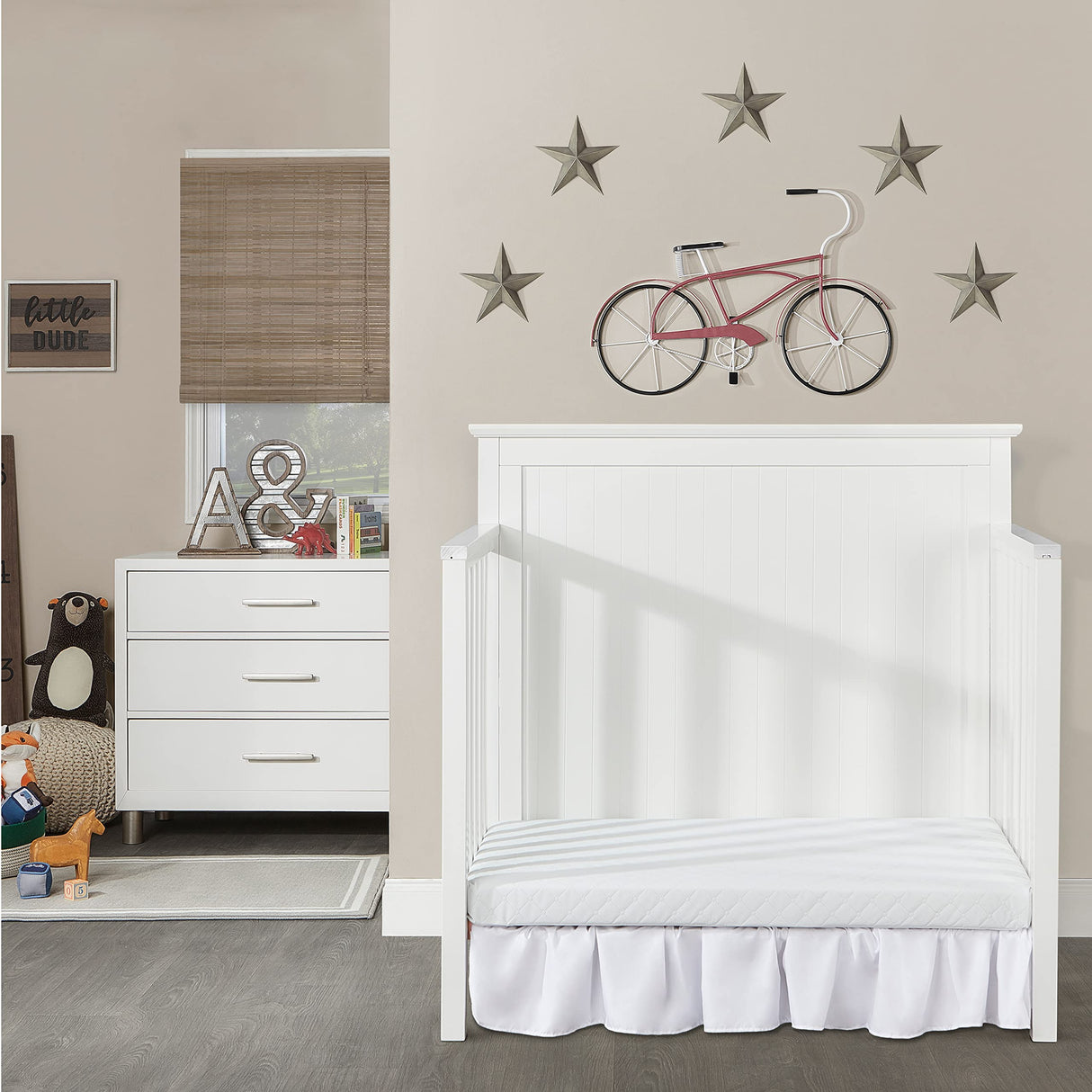 Ava 4-in-1 Convertible Mini Crib in White, Greenguard Gold Certified, Non-Toxic Finish,