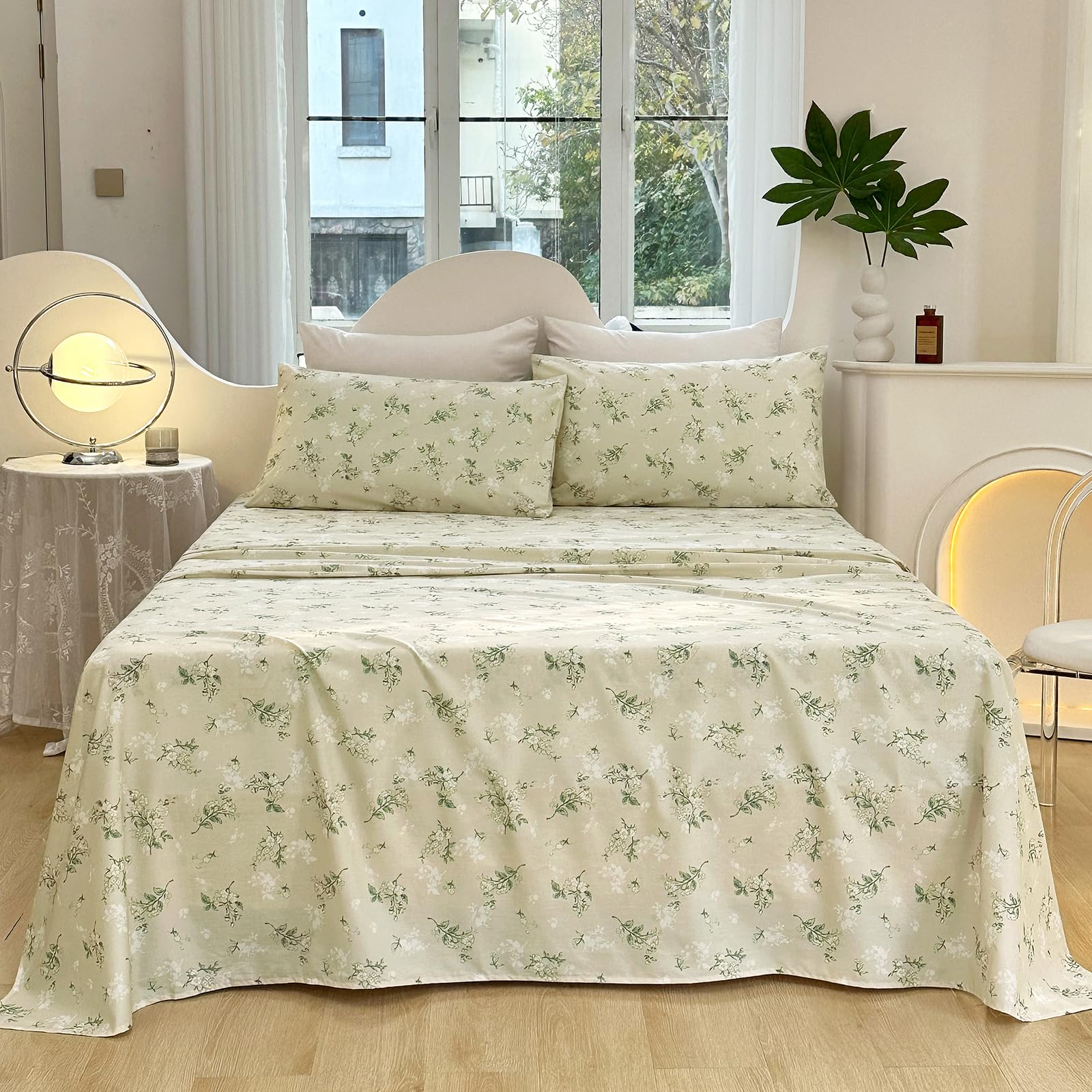 Floral Bed Sheets Queen - Cotton Sheet Deep Pocket up to 18 inch