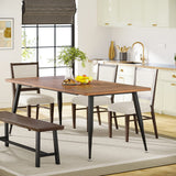 70.9 Inch Large Rectangular Dining Table Kitchen Furniture,Brown+Black