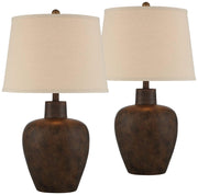 Farmhouse Table Lamps Set of 2 - 27" Rustic Southwestern Cottage Bedside Lamps