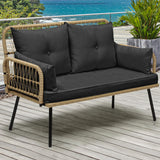 Patio Furniture Wicker Outdoor Loveseat, All-Weather Rattan Conversation for Backyard