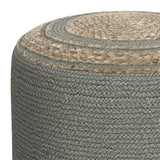 Serena 18 Inch Contemporary Round Braided Pouf in Dove Grey Cotton