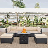 Outdoor PE Wicker Furniture Set Patio Rattan Sectional Conversation Sofa Set