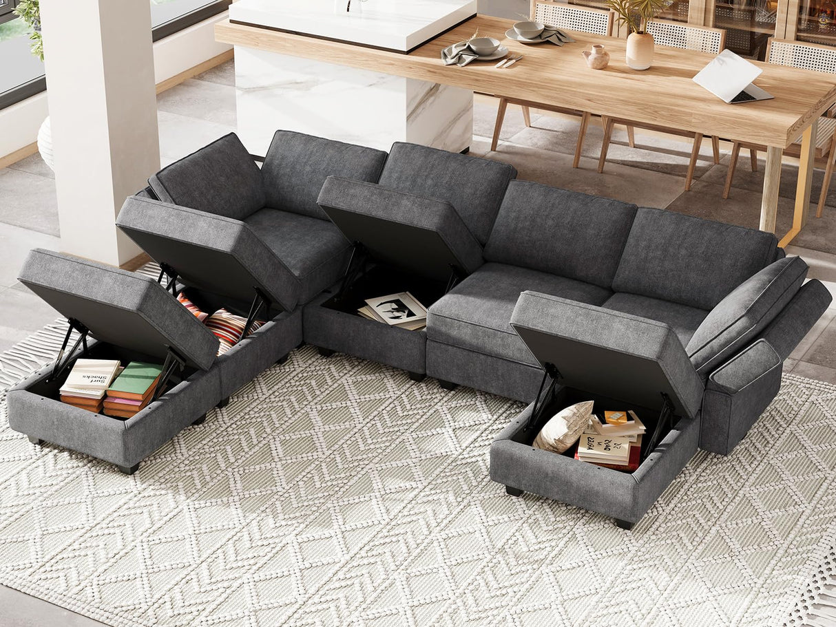 Oversized Modular Sectional Couch with Storage Seat U Shaped Couch Modular Sectional