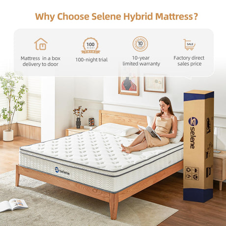 Full Size Mattress, 12 Inch Mattress Full with Pocket Spring and Memory Foam for Pressure Relief,