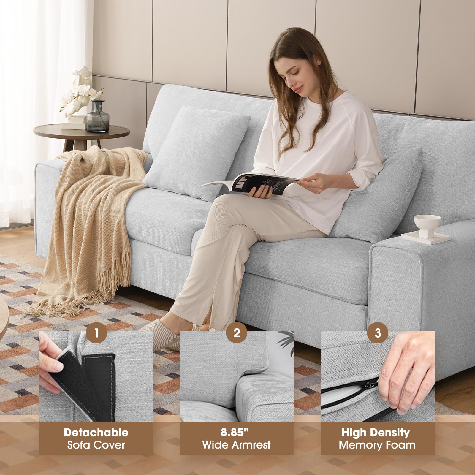 Modern Living Room Chenille Recliner Sofa Small Sofa,loveseat Sofa
