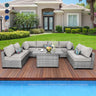 9-Piece Outdoor Sectional Wicker Furniture Set