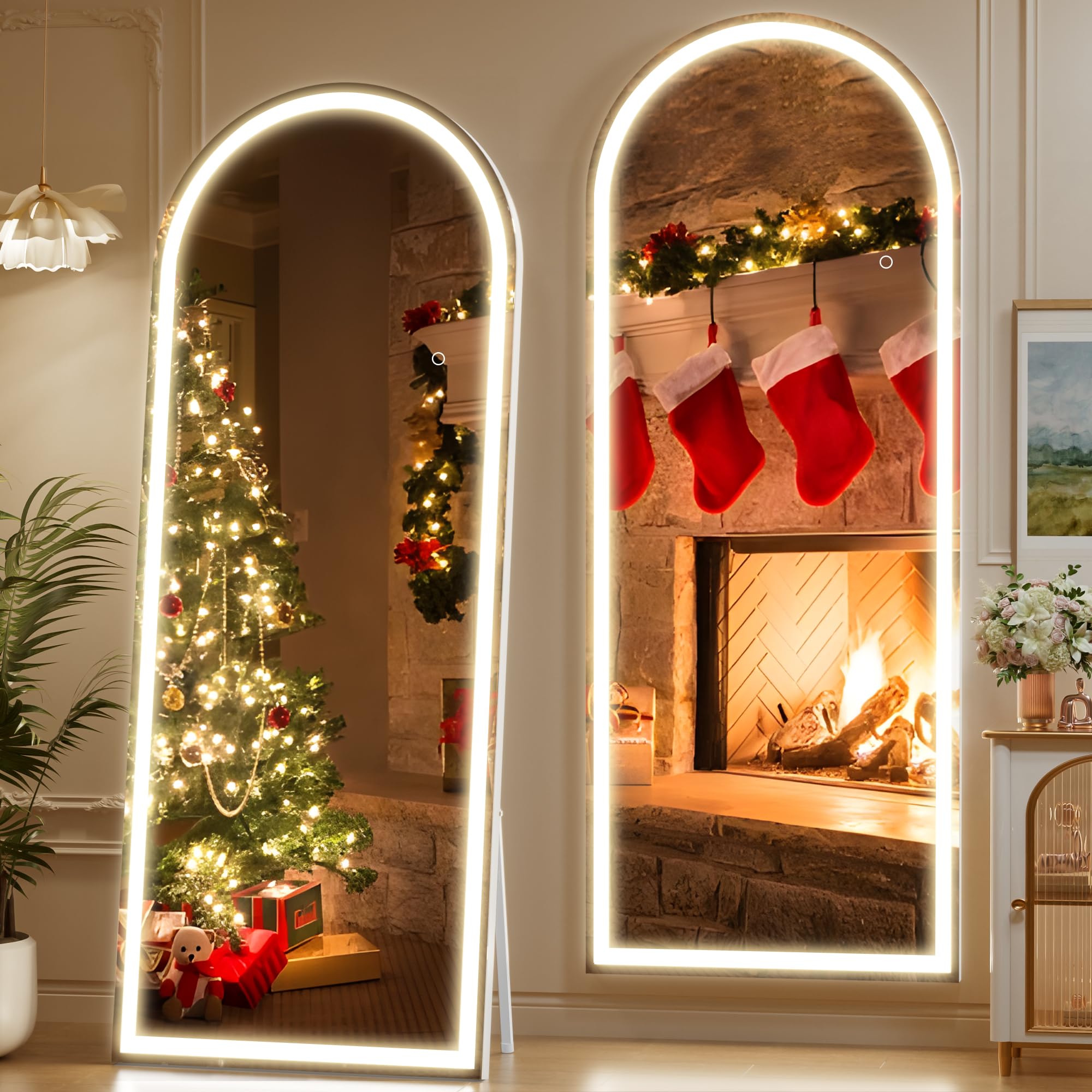 77" x 30" Led Mirror Full Length, Full Length Mirror with Lights Arch Design, Full Length