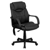 Laverne Mid-Back Ergonomic Massaging Black LeatherSoft Executive Swivel Office