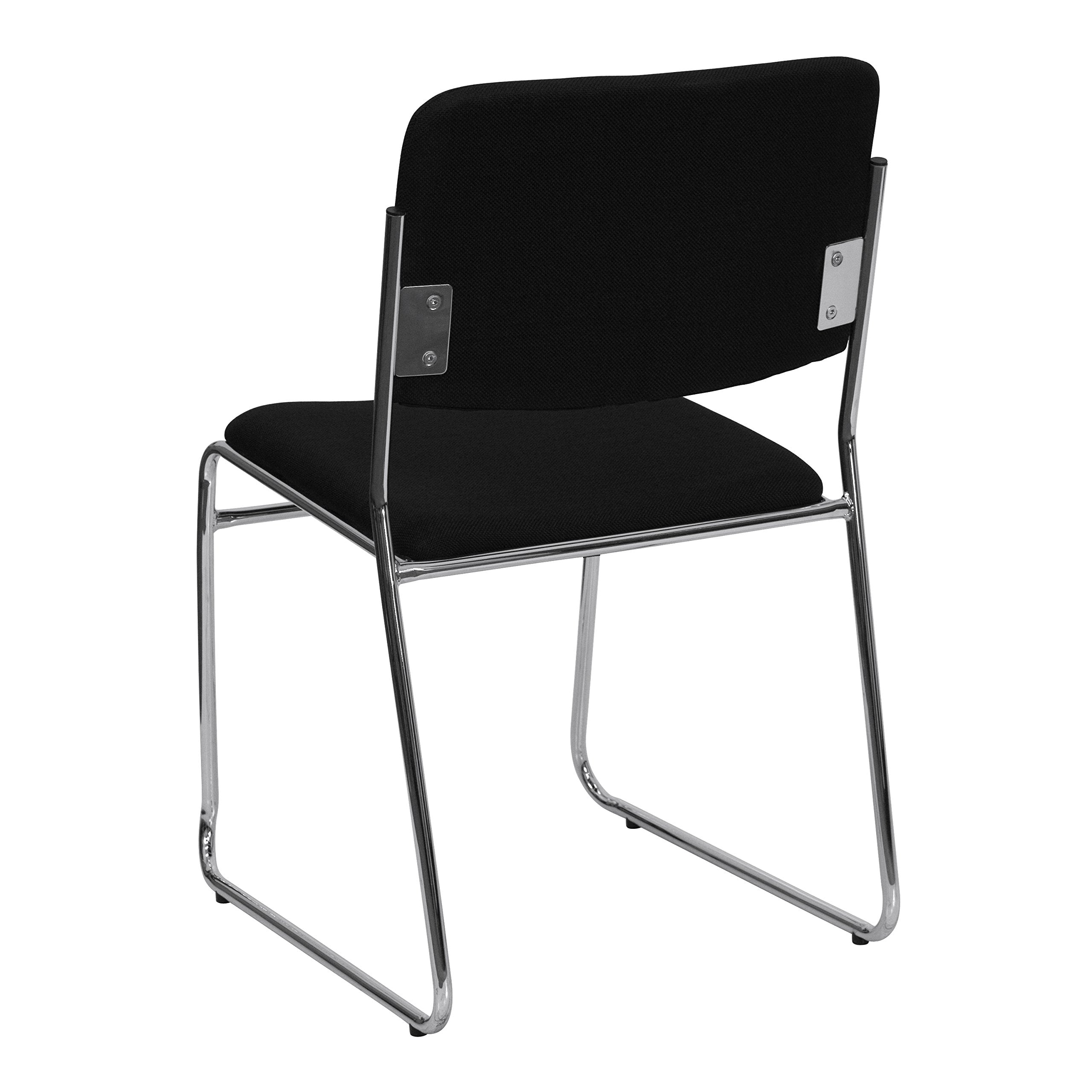 500 lb. Capacity Black Fabric High Density Chrome Stacking Chair