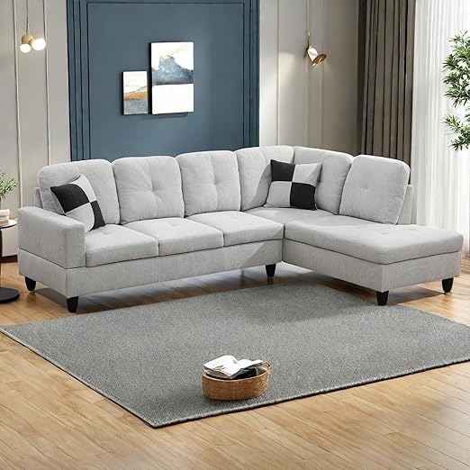 MZX-Carl-SS-00009-LWJ Sectional, 103.5"x74.5"x35", Silver White L