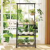 Simple Trending Plant Stand Indoor Outdoor, Heavy Duty Metal 3 Tiered Hanging Plant Shelf for Multiple Flower Planter Holder Tall Large Rack for Living Room Garden Balcony, Black