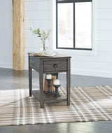 Borlofield Farmhouse Rectangular End Table with Drawer, Gray