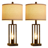 26.6" Farmhouse Table Lamps Set of 2 with USB Ports & Outlet
