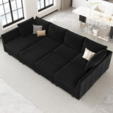 Modular Sleeper Sofa Velvet Sectional Couch with Storage 8 Seats Sectional