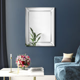 Rectangular Beveled Diamond Silver Framed Wall Mirror, Ready to Hang, Living Room