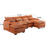 110" Sectional Sofa Cloud Couch for Living Room, Modern Chenille U Shaped Couch