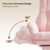 Big and Tall Office Chair with Footrest - Teddy Fleece Executive Desk Chair