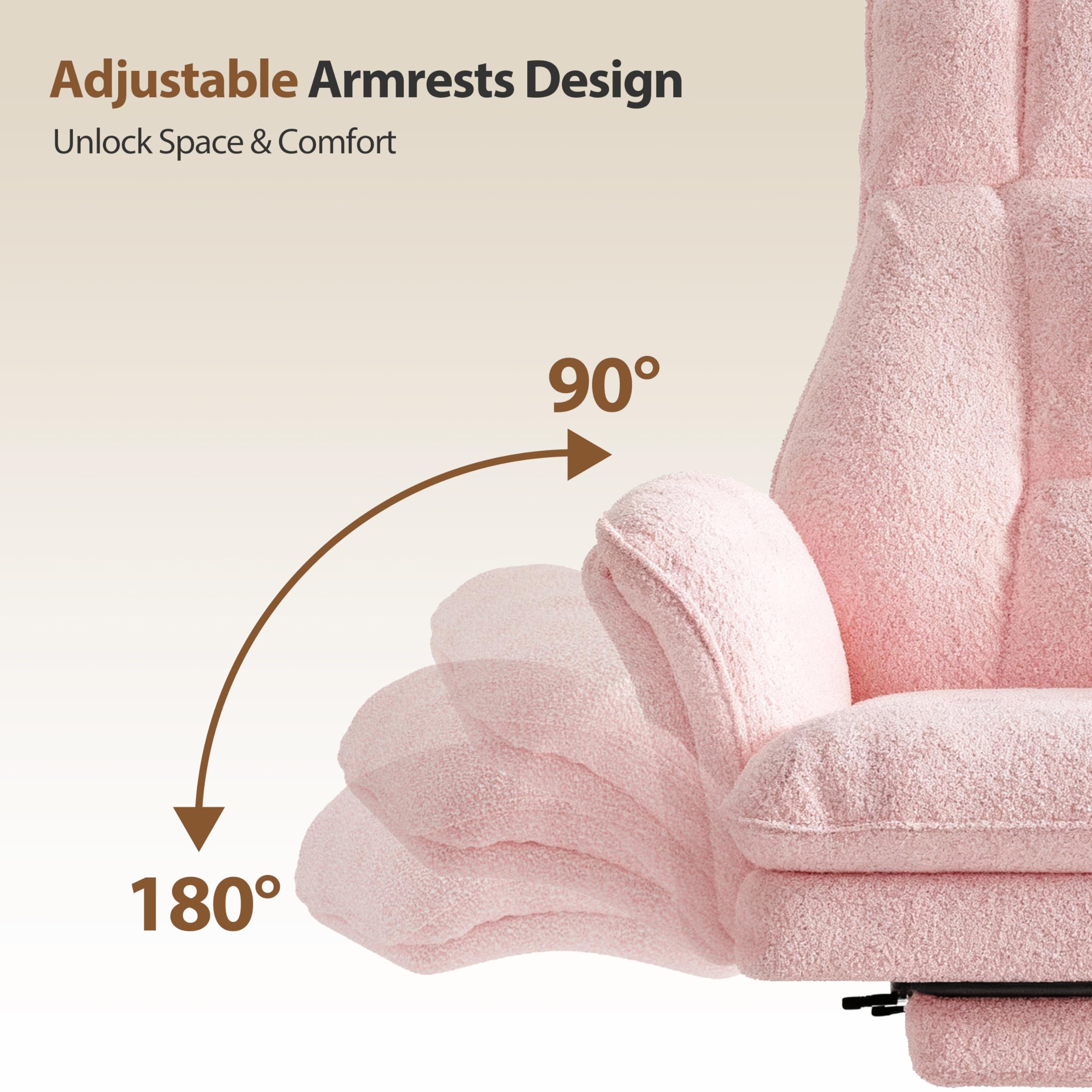 Big and Tall Office Chair with Footrest - Teddy Fleece Executive Desk Chair