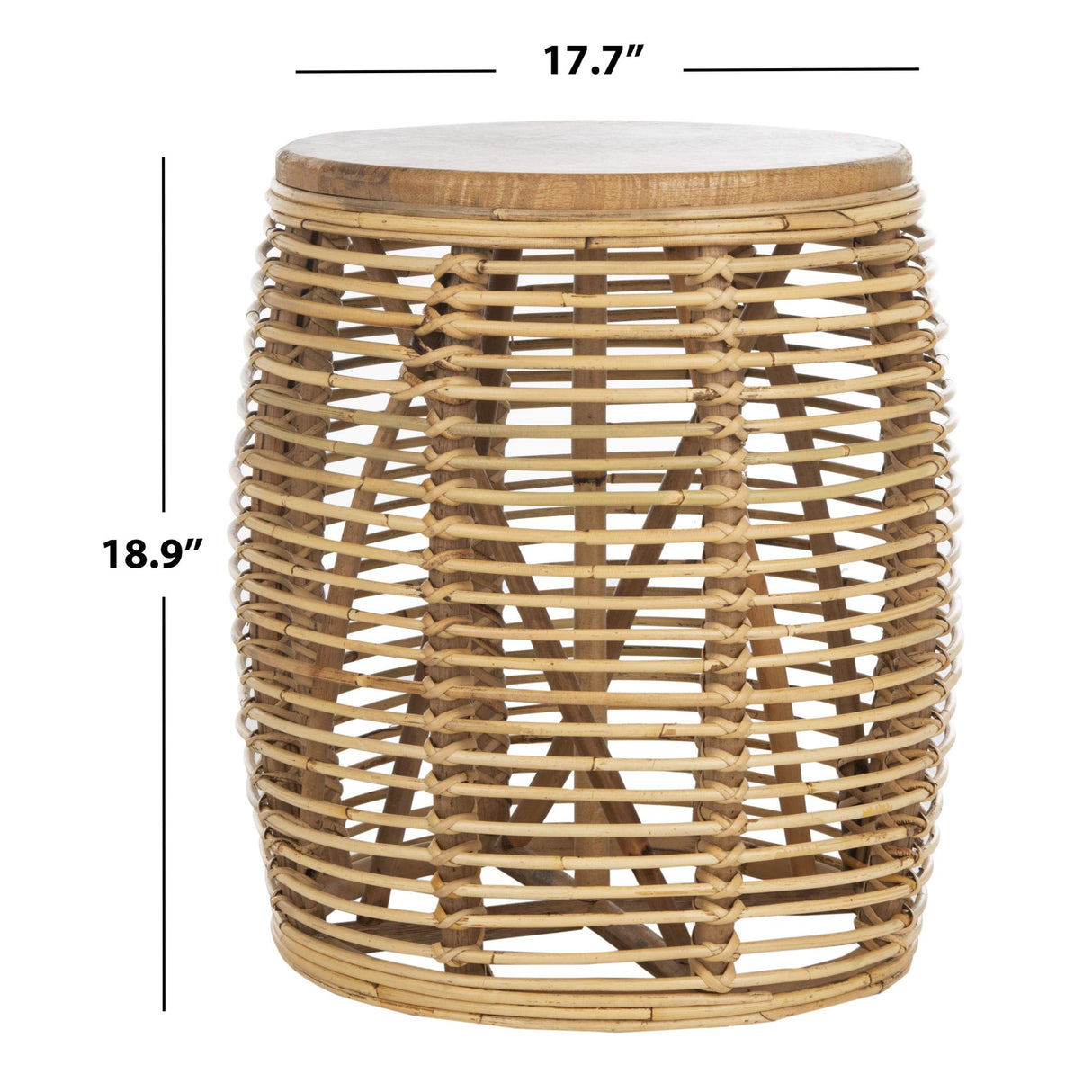 Home Maui Coastal Natural Rattan Drum Stool Table