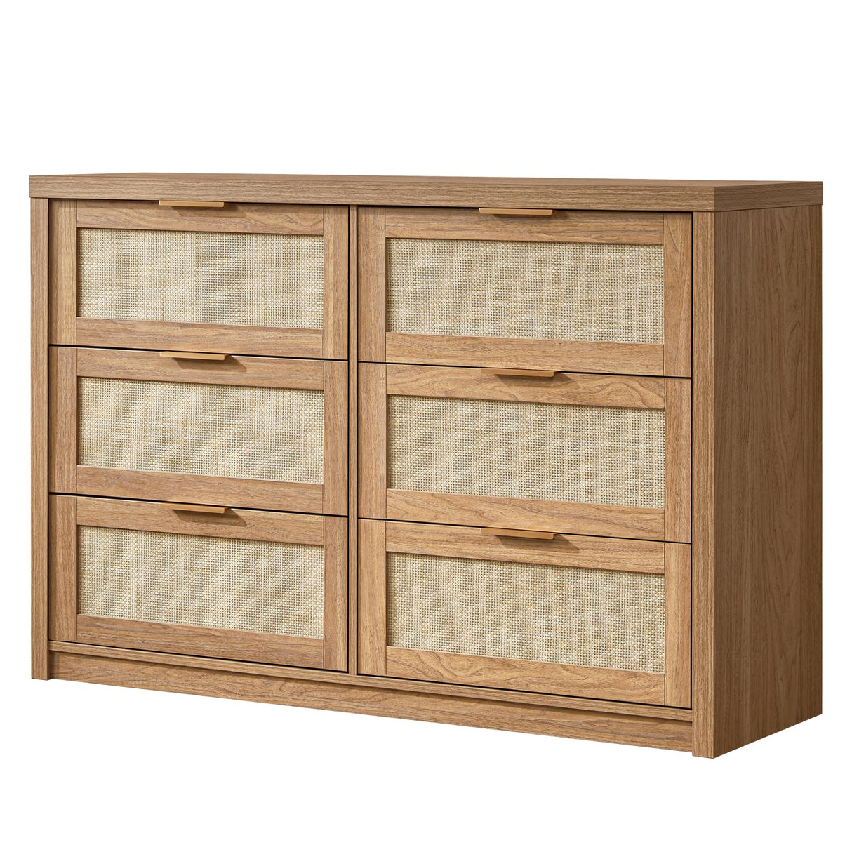 Hampstead Dresser for Bedroom, Rattan 6 Drawer Dresser, Boho Chest of Drawers, Wood