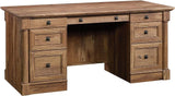 Sauder Palladia Executive Desk, Engineered Wood, 29.5"D x 65.1"W x 29.61"H, Vintage Oak finish