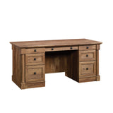 Sauder Palladia Executive Desk, Engineered Wood, 29.5"D x 65.1"W x 29.61"H, Vintage Oak finish