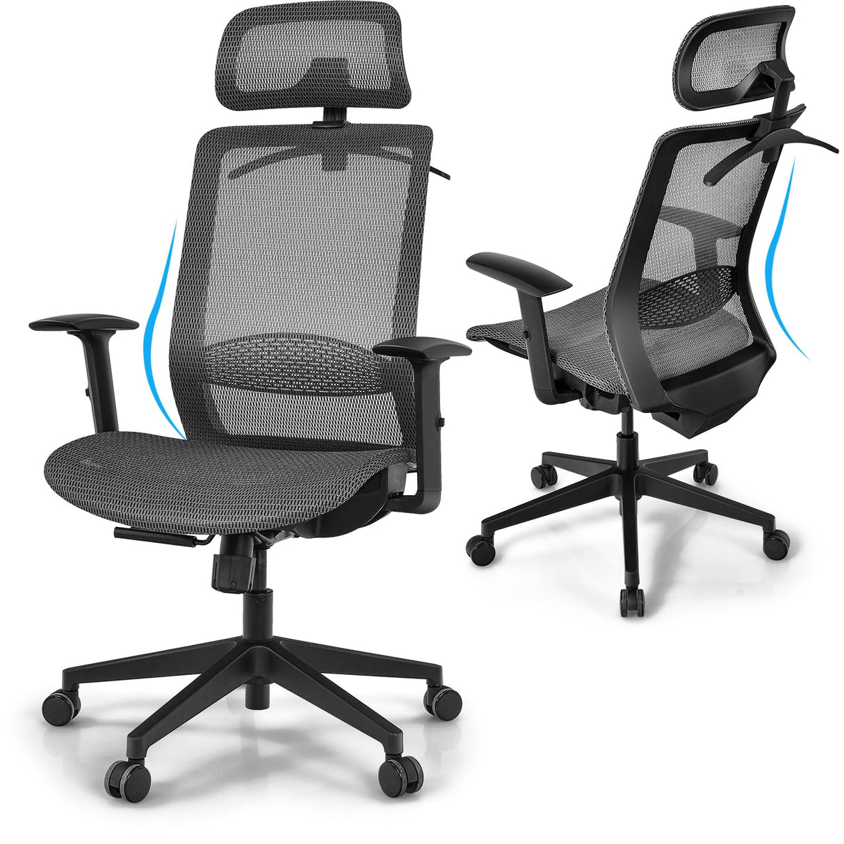 Ergonomic Mesh Office Chair - High Back Computer Desk Tilt Lock Mesh Seat