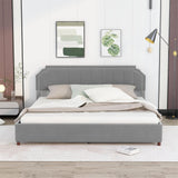 King Size Upholstered Platform Bed with Headboard, 4 Storage Drawers, and Support Legs,