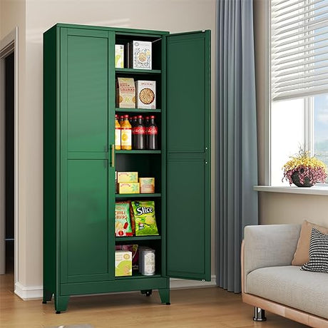 Metal Armoire Wardrobe Closet, 71 "Metal Clothing Storage Cabinet with Adjustable Shelve