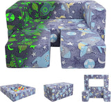 Kids Couch Modular Kids Play Couch, Glow in The Dark 3-in-1 Kids Sofa with Pockets for Girls Boys