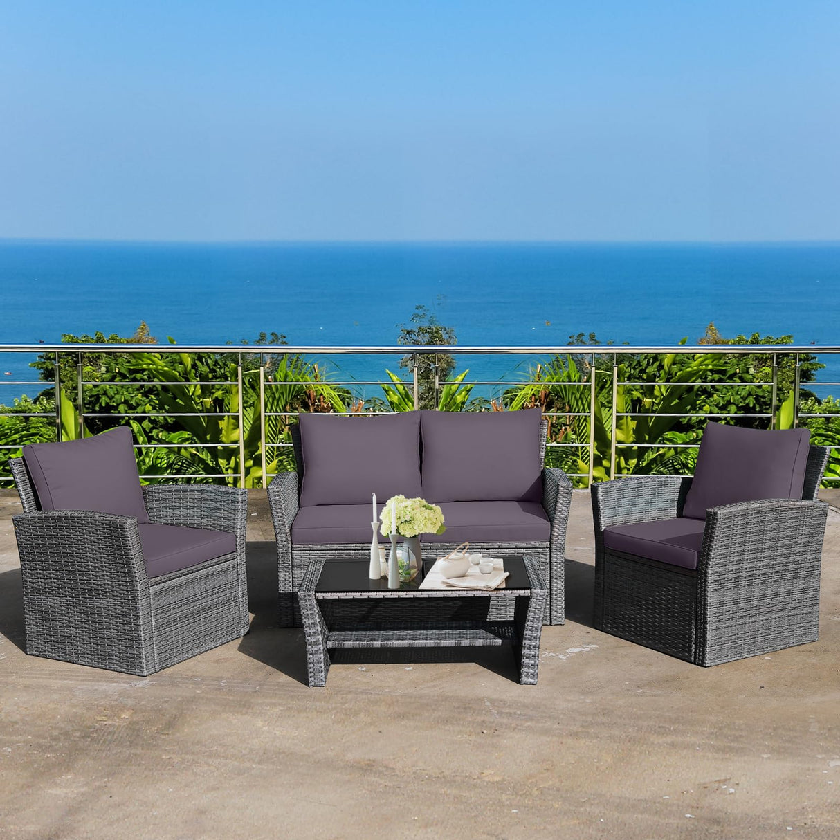 Furniture Set, All Weather Outdoor Sectional Rattan Sofa Set