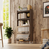 Wooden Storage Cabinet with 4 Drawers, Freestanding Bathroom Cabinets with Acrylic